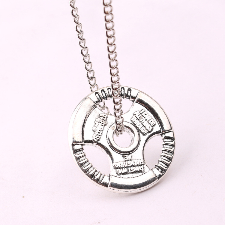 Personalized fitness dumbbell pieces, sports barbell necklaces, men's trendy and fashionable titanium steel ring_voghion.com