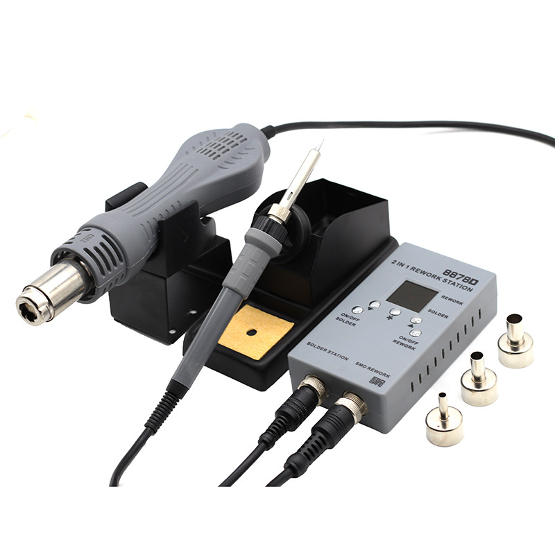 姚工8878D热风枪拆焊台二合一数显调恒温电子手机维修工具电烙铁|ms