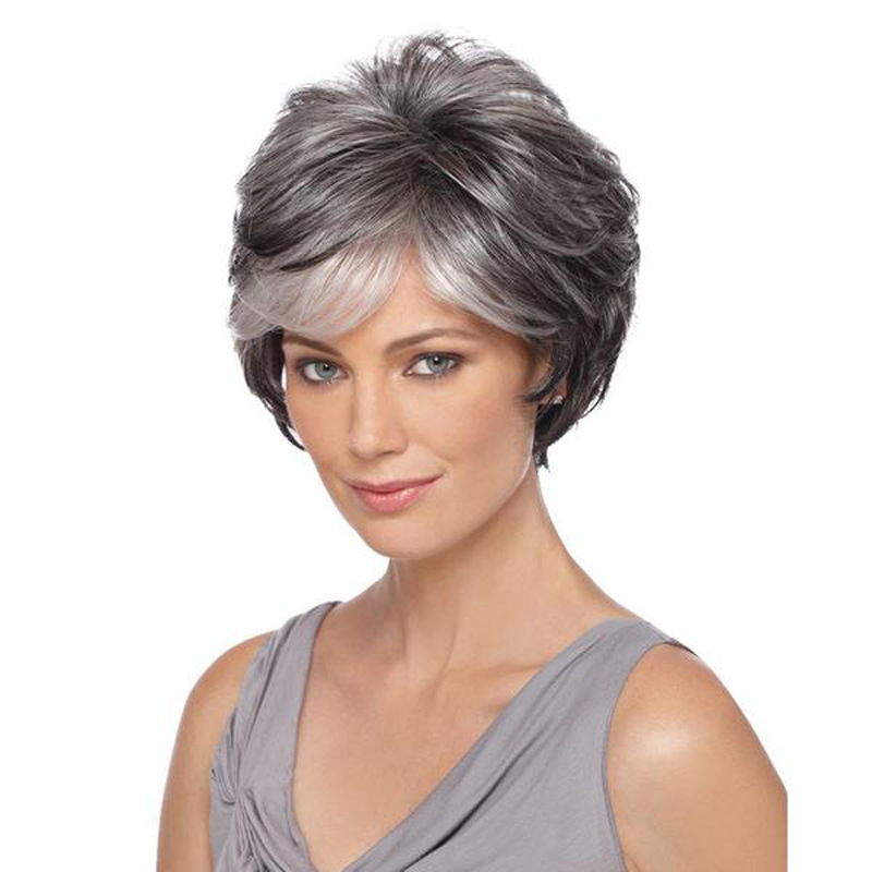 Foreign trade wig cross-border a generation of AliExpress Europe and the United States middle-aged silver wig manufacturers spot wholesale