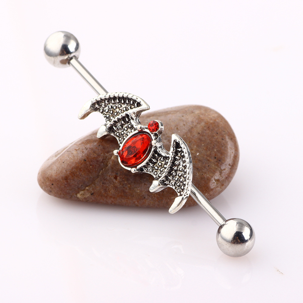 Black Bat Industrial Ear Stud Long Earring eBay AliExpress WISH Tongue Nail Piercing Ear Expansion detail image 8