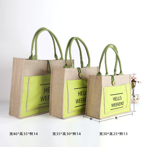Amazon cotton and linen portable advertising jute shopping bag linen composite waterproof beach bag foreign trade cross-border