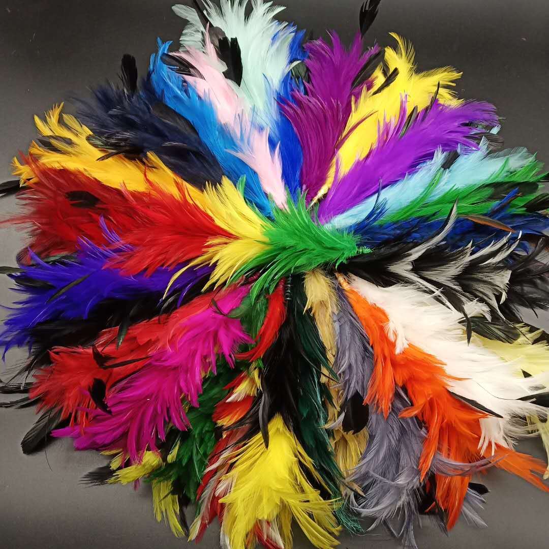 鸿扬羽毛厂家直销彩色羽毛DIY手工艺品插花花艺迷你双色 鸡毛头花|ms