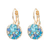 Fashionable earrings, blue crystal, ear clips, European style, simple and elegant design
