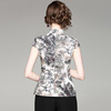 Landscape painting silk flax printed cheongsam retro jacket