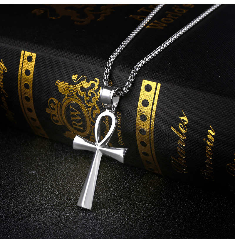 Holiday, Street Occasion Titanium Steel Material Hip-hop Punk Cross Titanium Steel Plating Men's Pendant Necklace