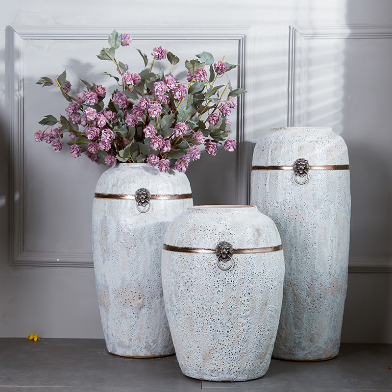 Factory Direct Sales Pottery Handmade Art Ceramic Vase Creative Ceramic Crafts White Flower Ware Home Furnishings