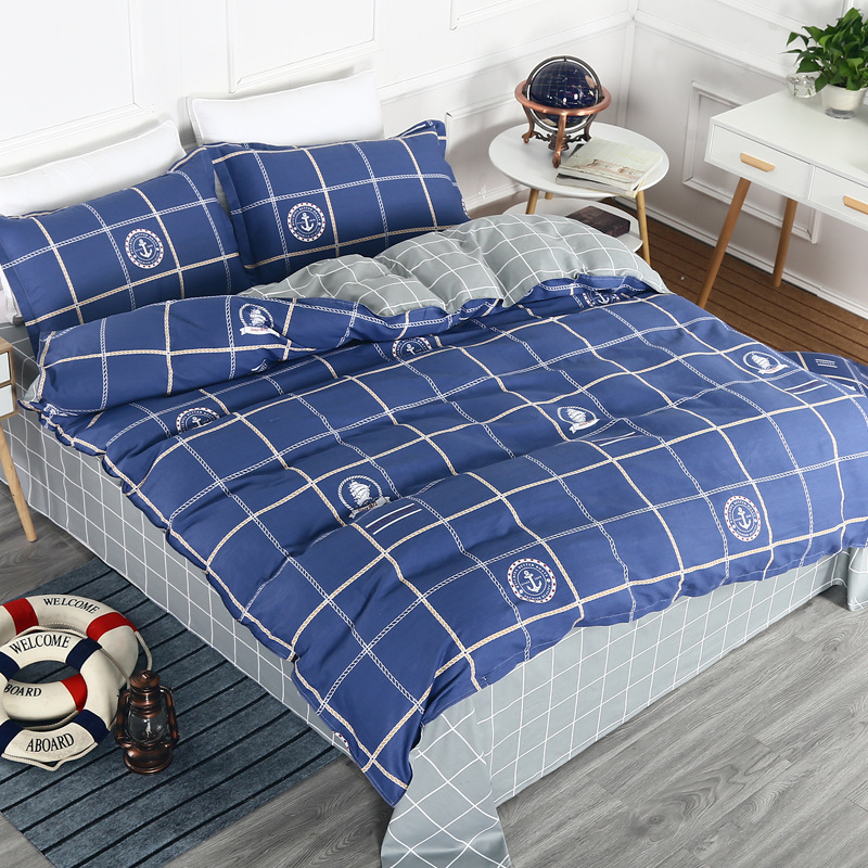 网红ins款纯棉四件套 批发全棉简约床品纯棉被套 床品一件代发