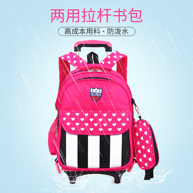 school bag Lightening waterproof pupil Trolley bags children knapsack Shoulders Two Removable schoolbag