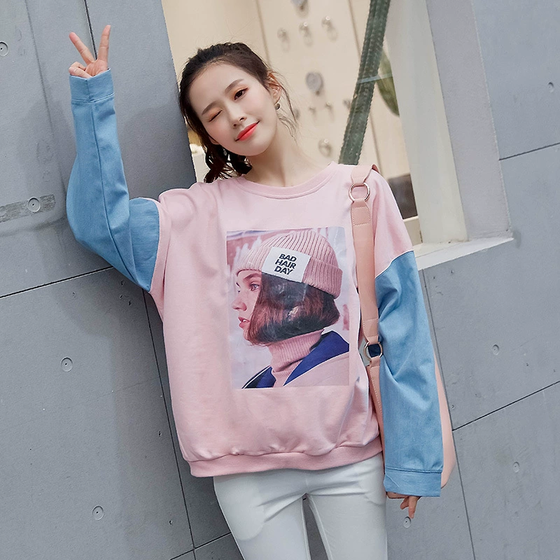 2018 Весна и Осень Одежда для беременных корейский стиль материнства свитер Свободный Плюс Размер шить рукав Топ Модный Мумия цельная доставка