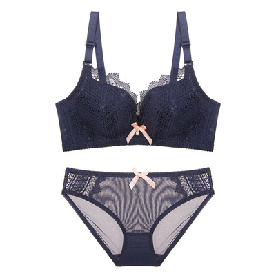 春夏新刺绣蕾丝内衣套装女日系性感聚拢收副乳无钢圈小胸文胸批发