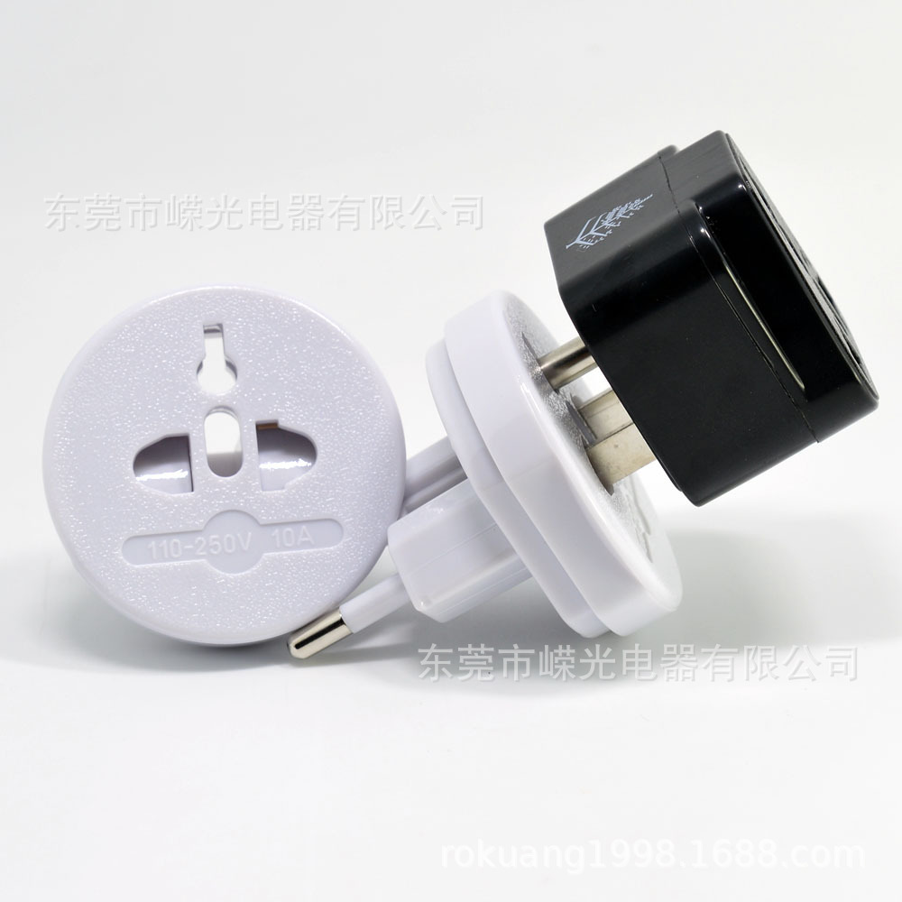 欧规德标转美规澳规日规10A4.0MMPC原料带保护门菱形嵌入式2圆脚