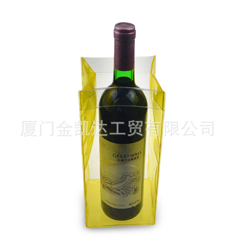 大量批发PVC酒袋促销手提塑料礼品袋PVC透明手提酒袋出口欧美等