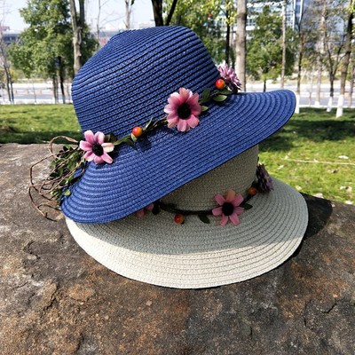 2019 new pattern Straw hat Visor Dayan Mao lady summer Sunscreen Beach hat Travel? Foldable Hat Manufactor
