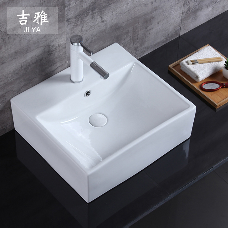 Comercio al por mayor de cerámica Jiya lavabo blanco mesa de cerámica lavabo cuarto de baño Mesa modelo 5575