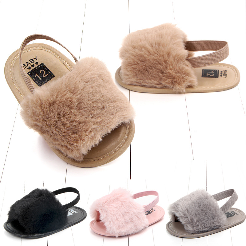 infant fur sandals