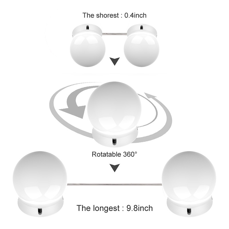 10灯led化妆镜灯泡好莱坞镜前灯串隐藏旋转收线冷暖5档色温调节