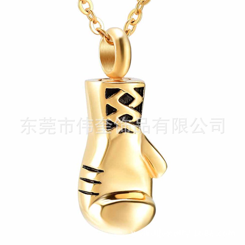 European and American commemorative relatives and lovers remains Golden boxer set titanium steel cinerary casket necklace perfume bottle pendant
