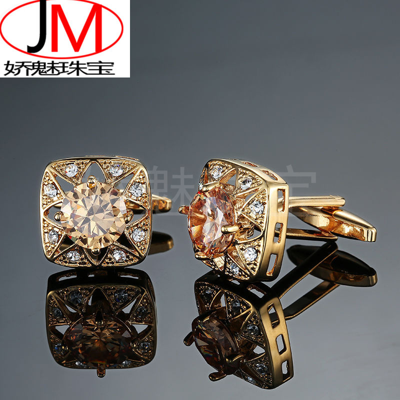 Charming jewelry gold hollow flower inla...