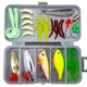 Bait Kit Freshwater Bait Kit Bass Salmon Tackle Kit Includes Spoon Bait Soft Plastic Worms Crank Bait Hook Tackle Box