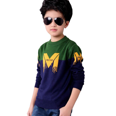 2020 Autumn Children's clothing Boy sweater Big boy Long sleeve english letter Jacquard weave Korean Edition Sweater Manufactor Direct selling