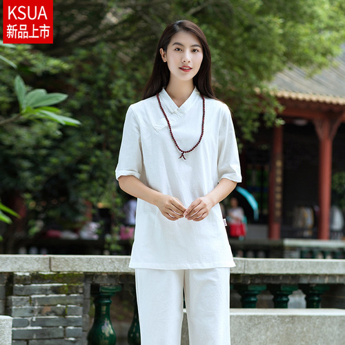Summer and Autumn New Cotton Linen Yoga Set Women Loose Tai Chi Meditation Master Seated Practice Uniform Factory Dropshipping One Piece