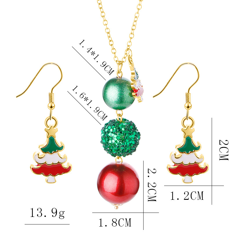 European And American New Ladies Christmas Drip Series Bell Snowman Wreath Santa Claus Necklace And Earrings Suite display picture 25