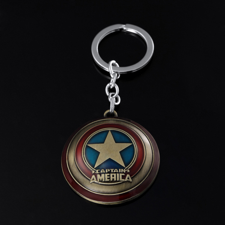 The Avengers Captain America Shield Metal Keychain Movie Peripheral Car Advertising Gift Key Ring Chain