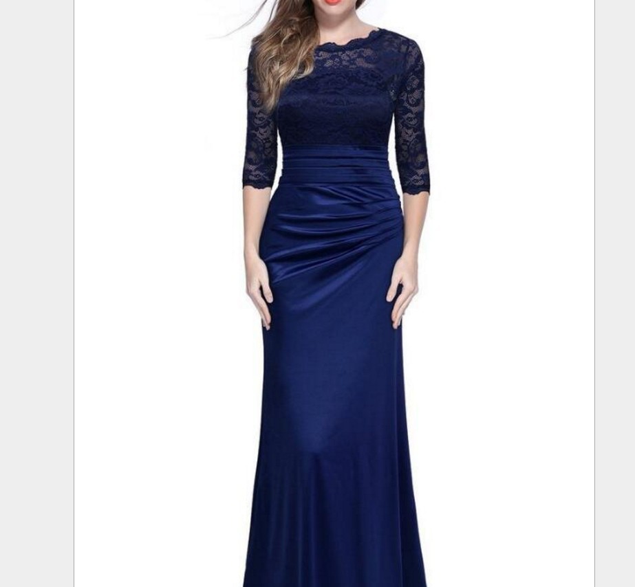 2020 Europe and America New Express eBay elegant retro women's Lace Wedding Evening Dress dress dress long skirt