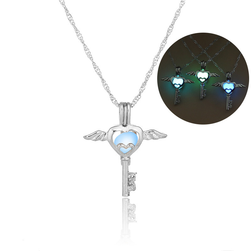 Hot Sale Luminous Cage Fashion Openable Pendant Halloween Luminous Jewelry alloy Necklace