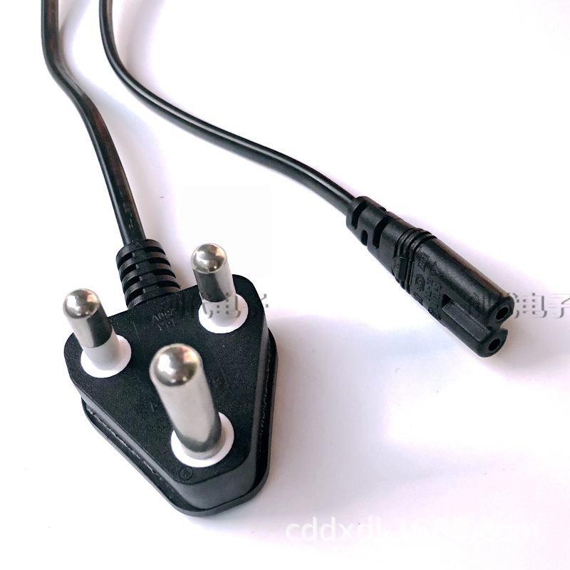 小南非8字尾电源线 6A/250v  南非电源线 SABS稳定开关美容仪