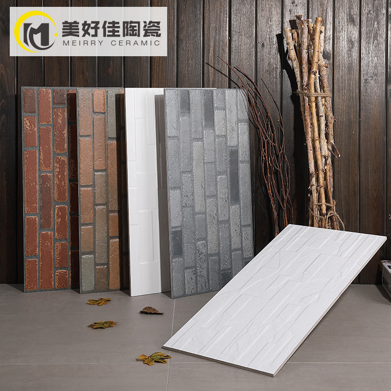 Foshan culture stone 300x600 white TV backdrop Antique tiles Terrace Garden courtyard Wall