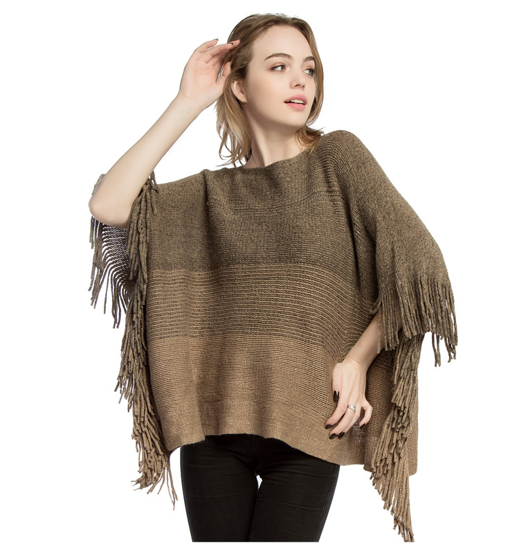 大码女士针织套头衫 跨境热销斗篷披肩 poncho