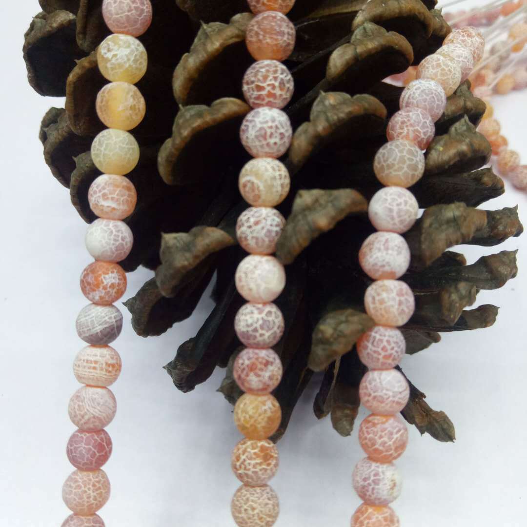 Wholesale of semi-finished products of Buddhist seven-treasure natural weathered agate beads, red frosted agate beads, DIY bracelets with beads detail image 5