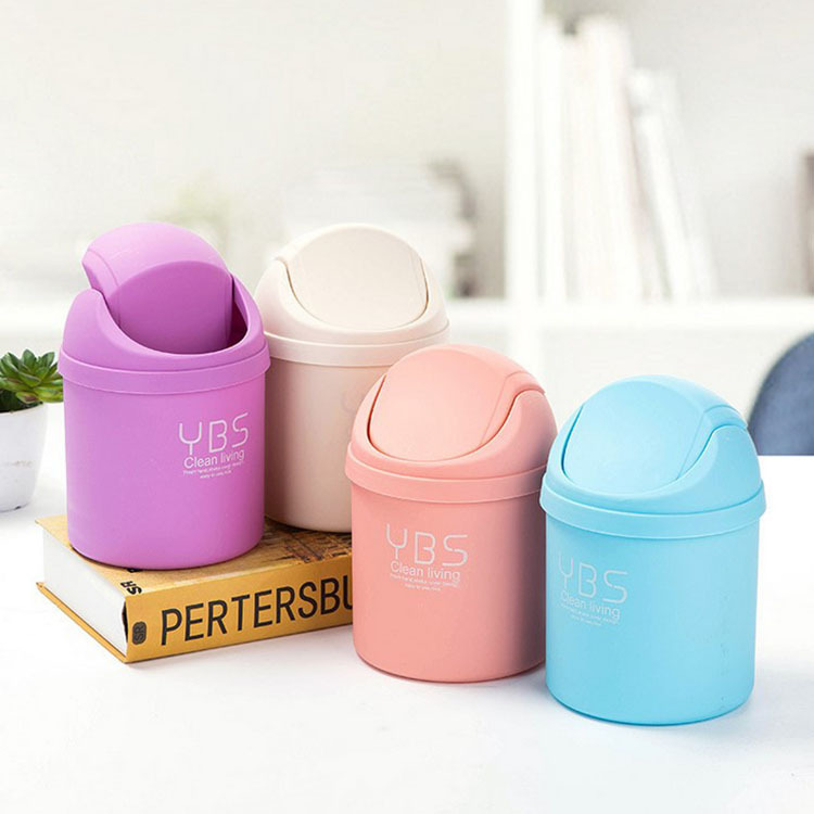 Mini Desktop Storage Basket Rocking Lid Trash Can Lid Office Household Debris Storage Cleaning Trash Can