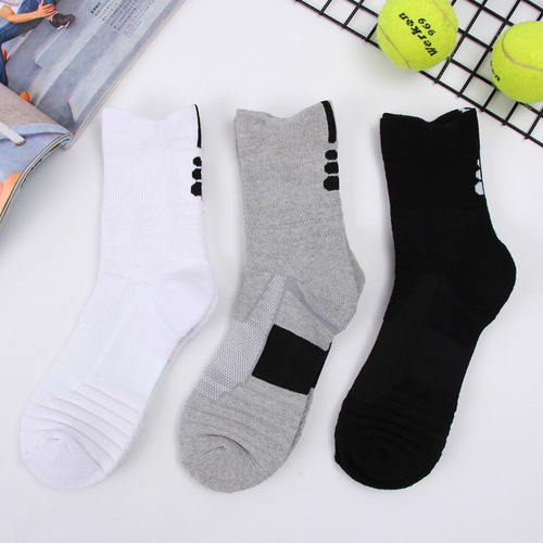 Men's mid-calf sports socks badminton running outdoor elite socks brushed socks sweat-absorbent non-slip basketball socks wholesale
