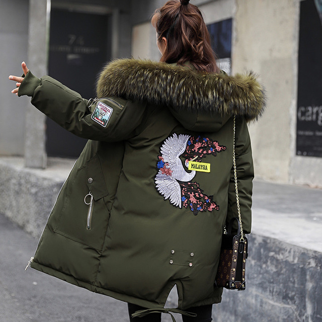 New cotton jacket embroidered down cotton jacket winter