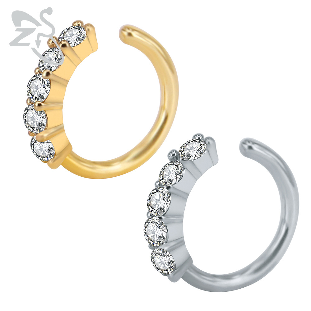 厂家直批外贸热销锆石鼻圈鼻钉微镶多功能316L穿刺饰品不锈钢鼻环