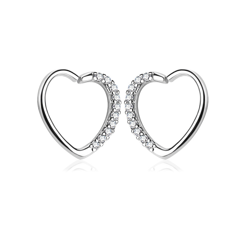 Stainless Steel Hot Sale Love Zircon Nose Ring Multi-function Earrings Ear Bone Nail Piercing display picture 5