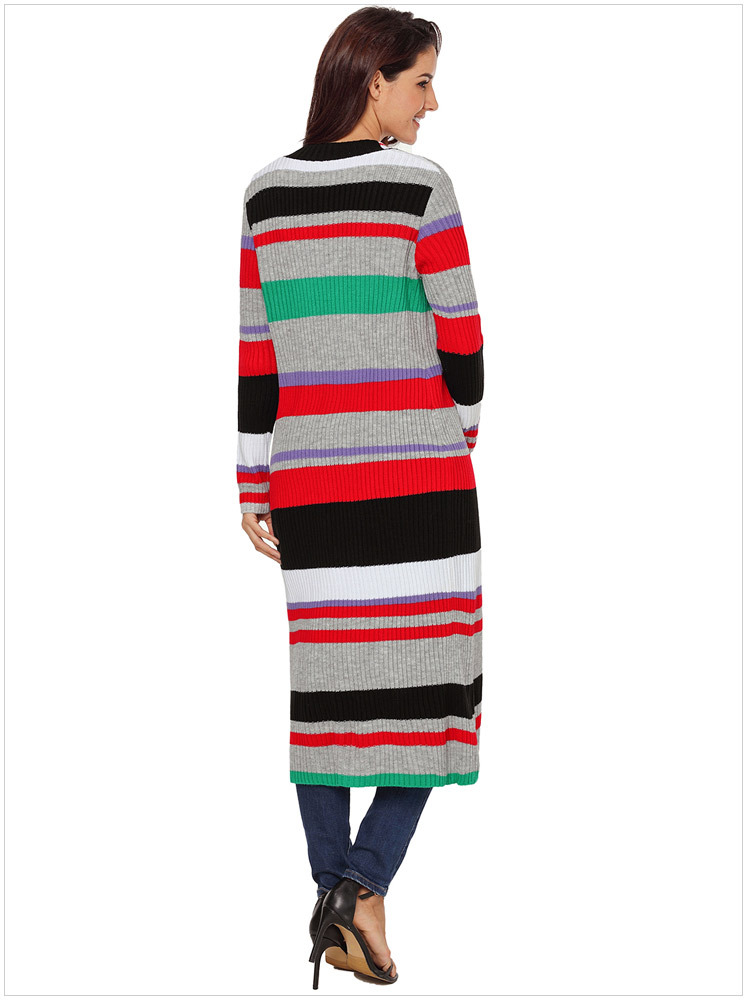  multicolor striped long-sleeved jacket cardigan  NSSI32903