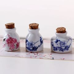 Nationalelement Ceramic Perfume Bottle with Pink and White Peony Design, Small Bottle with Storage Capacity, High-Whiteness Porcelain with Lid, Decorative Accessory