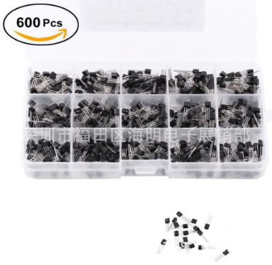 600PCS 15种NPN PNP晶体管三极管TO-92套塑料盒