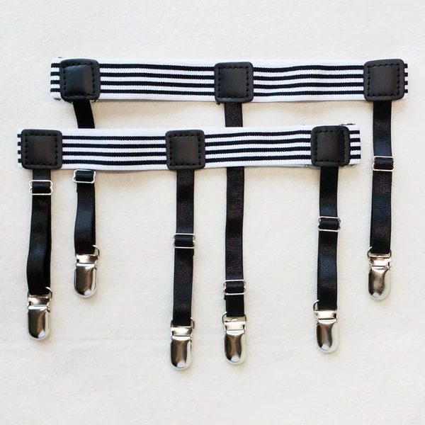 [Triple head duckbill buckle-black and white stripes one pair]