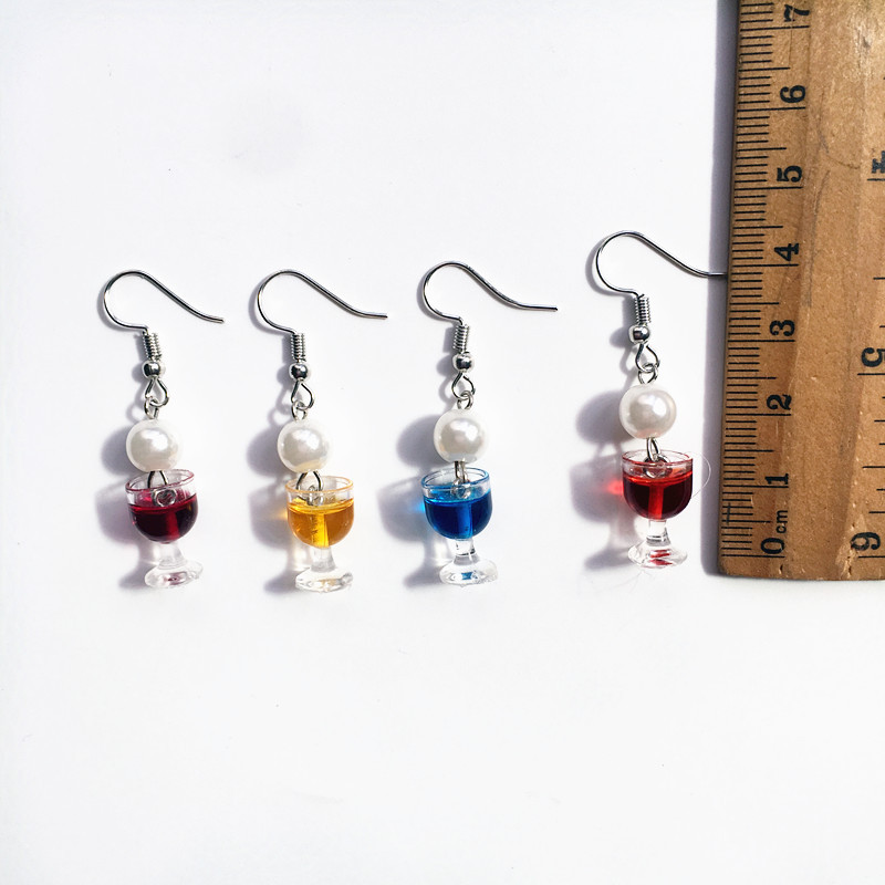 1 Paire Nouveauté Verre De Vin Perle D'imitation Plastique Résine Femmes Des Boucles D'oreilles display picture 1