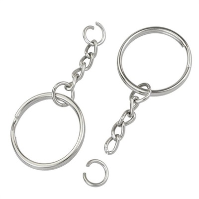 跨境热销 钥匙链 25mm银白色钥匙链 锁匙链现货批发 当天可发货|ru