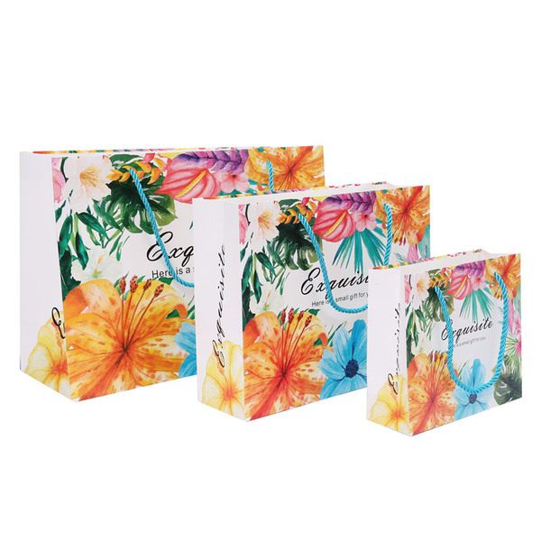 New tropical flower watercolor gift bag clothing bag paper bag…