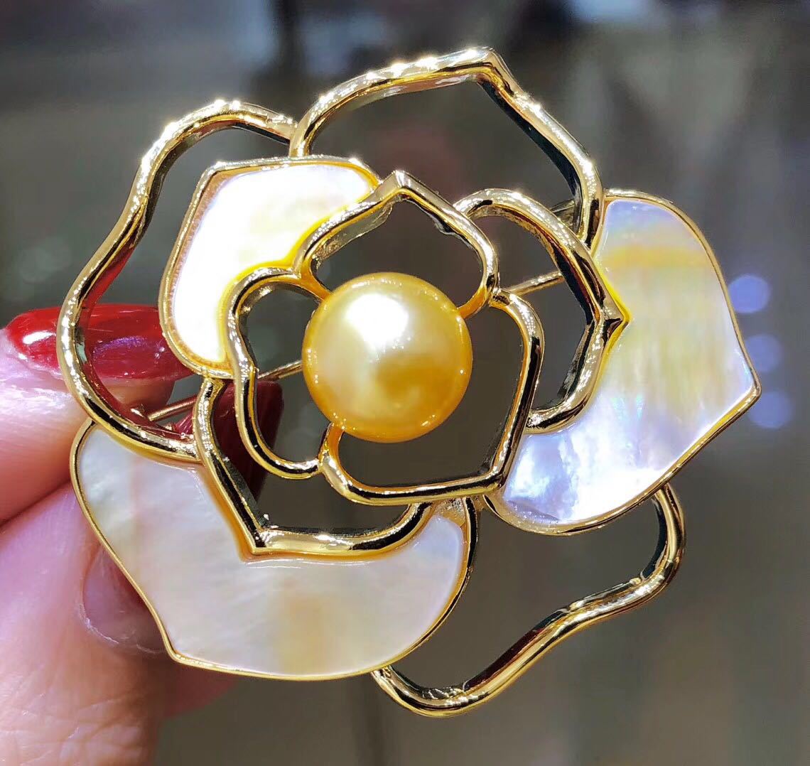 DIY Accessories Fashion Shell Camellia Pearl Brooch Pin Pendant Popular Women's Jewelry Corsage Empty Holder