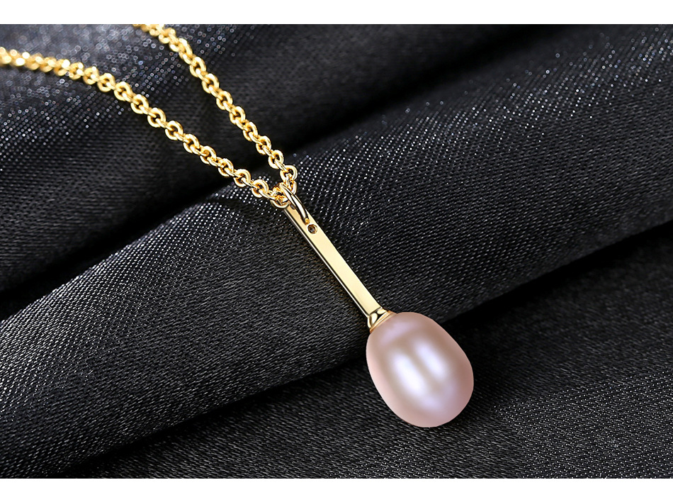 Collana in argento sterling S925 da donna con ciondolo in zircone 3A con micro perle d'acqua dolce da 7-8 mm_voghion.com