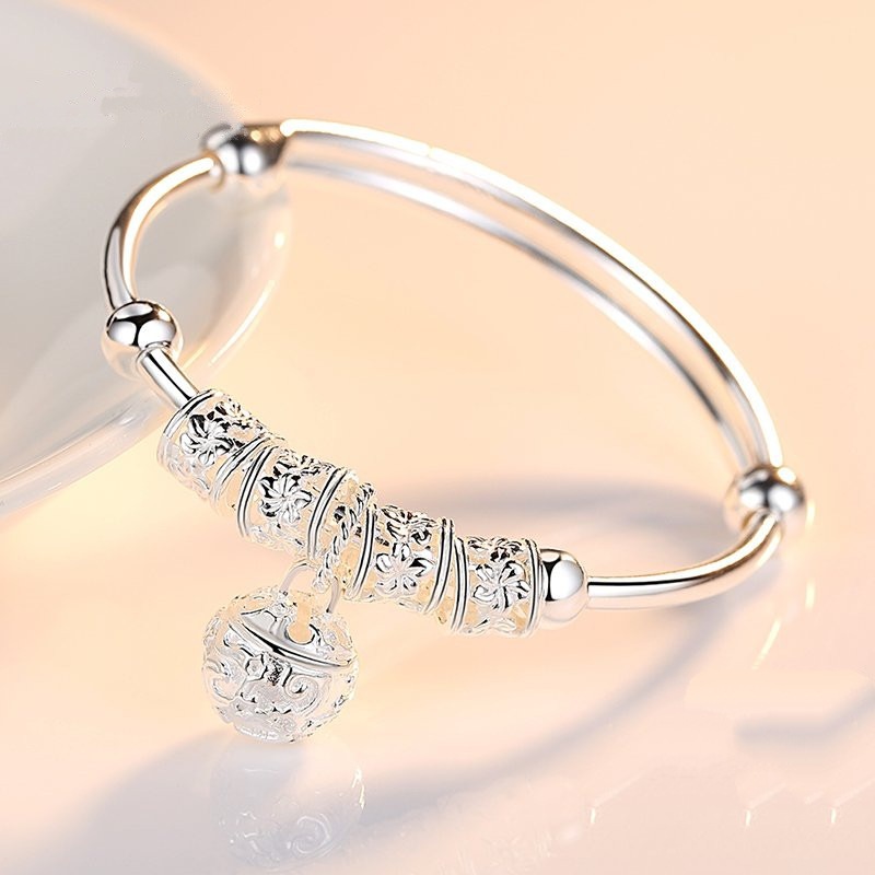 Zhenrong 925 pulsera plateada de las mujeres Palacio Campana estilo japonés y coreano de moda todo partido De plata pura pulsera de cuentas de la suerte estilo étnico