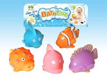 沐浴洗澡戏水捏捏乐5只卡通海洋小动物喷水玩具儿童搪胶玩具