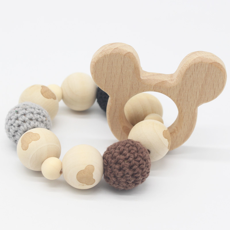INS bebé haya mordedor pulsera bebé cuentas de lana dientes de juguete palo de molienda Amazon nuevo